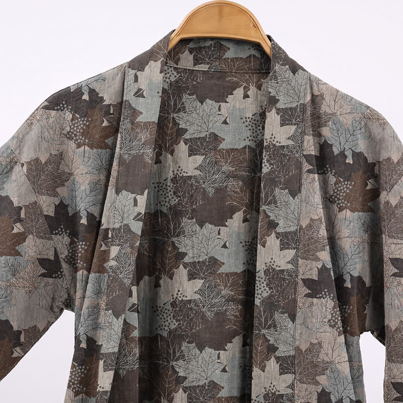 Autumn Maple Leaf Cotton Kimono Robe