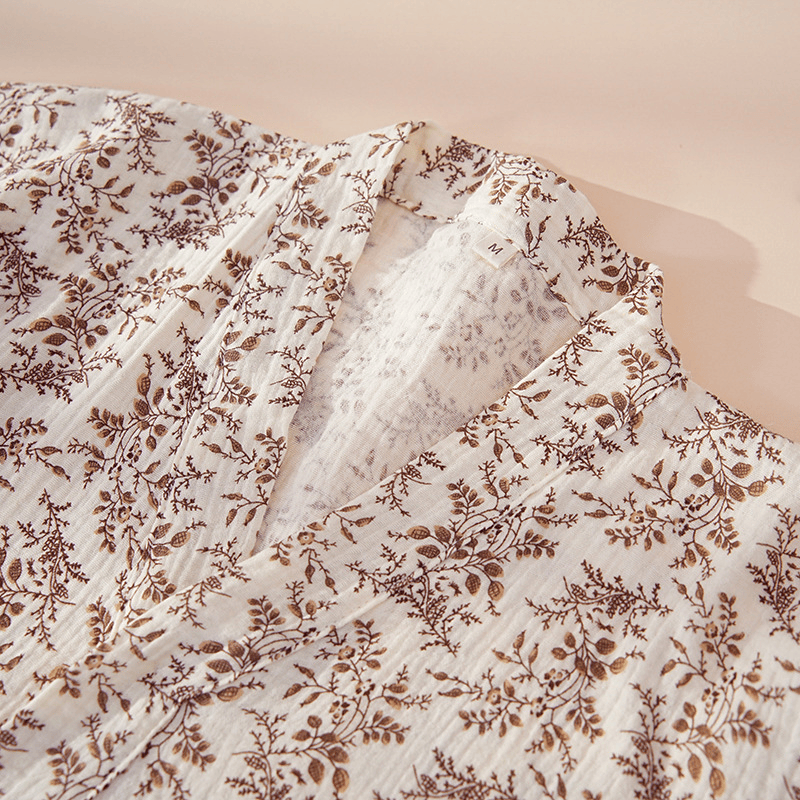 Brown Ditsy Floral Cotton Loungewear Set