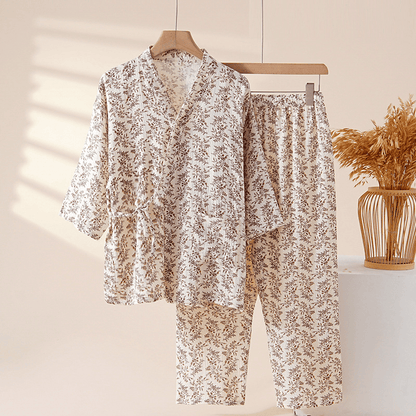 Brown Ditsy Floral Cotton Loungewear Set