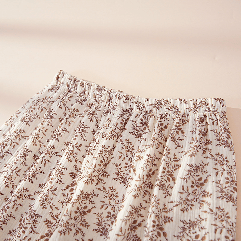 Brown Ditsy Floral Cotton Loungewear Set