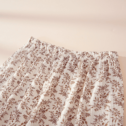 Brown Ditsy Floral Cotton Loungewear Set