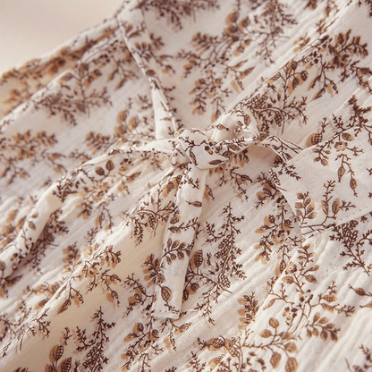 Brown Ditsy Floral Cotton Loungewear Set