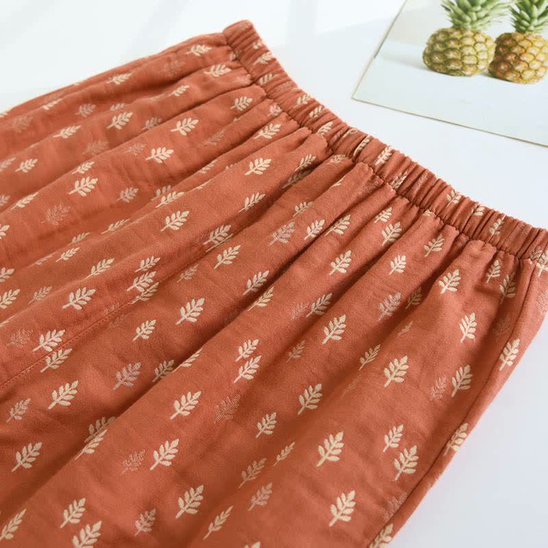 Relaxed Piped Cotton Maple Leaf Loungewear Set
