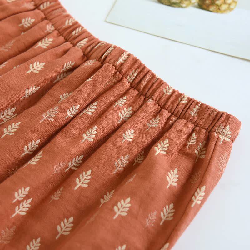 Relaxed Piped Cotton Maple Leaf Loungewear Set