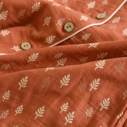 Relaxed Piped Cotton Maple Leaf Loungewear Set