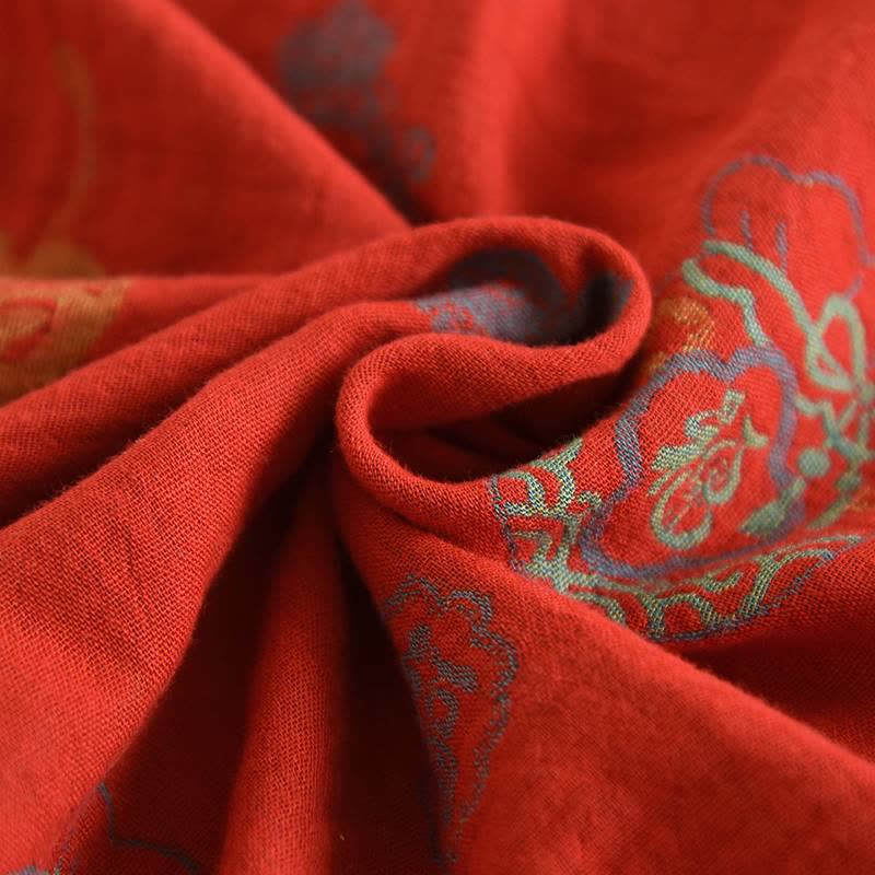 Red Cotton Fortune Pouch Loungewear Set
