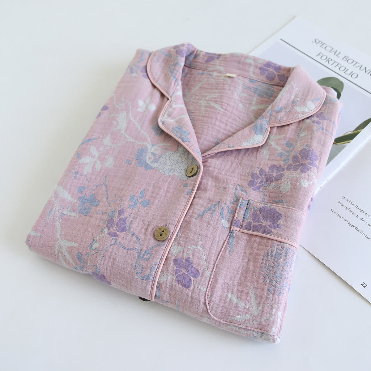 Wisteria Floral Cotton Gauze Sleep Set
