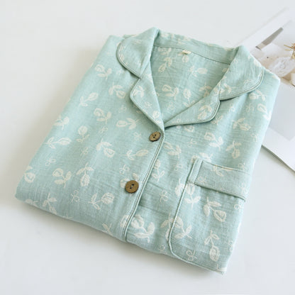 Cotton Gauze Leaf Print Pajama Set