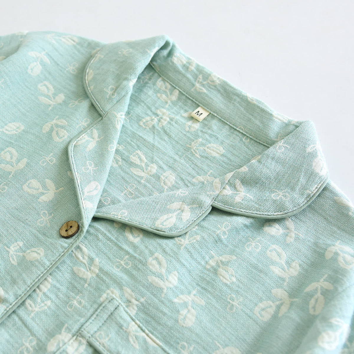 Cotton Gauze Leaf Print Pajama Set