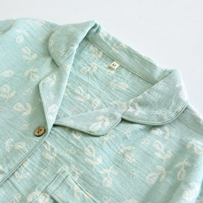 Cotton Gauze Leaf Print Pajama Set