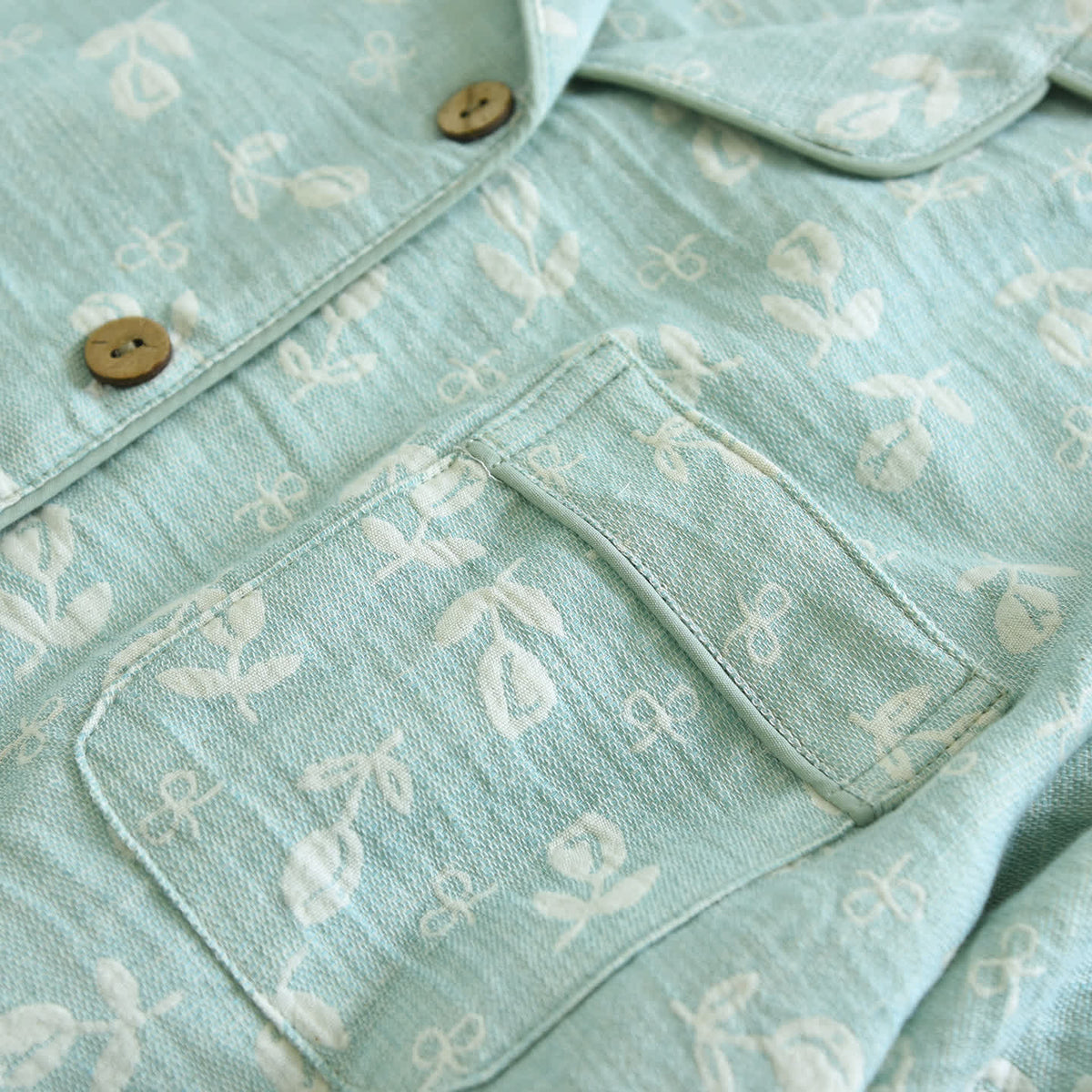 Cotton Gauze Leaf Print Pajama Set