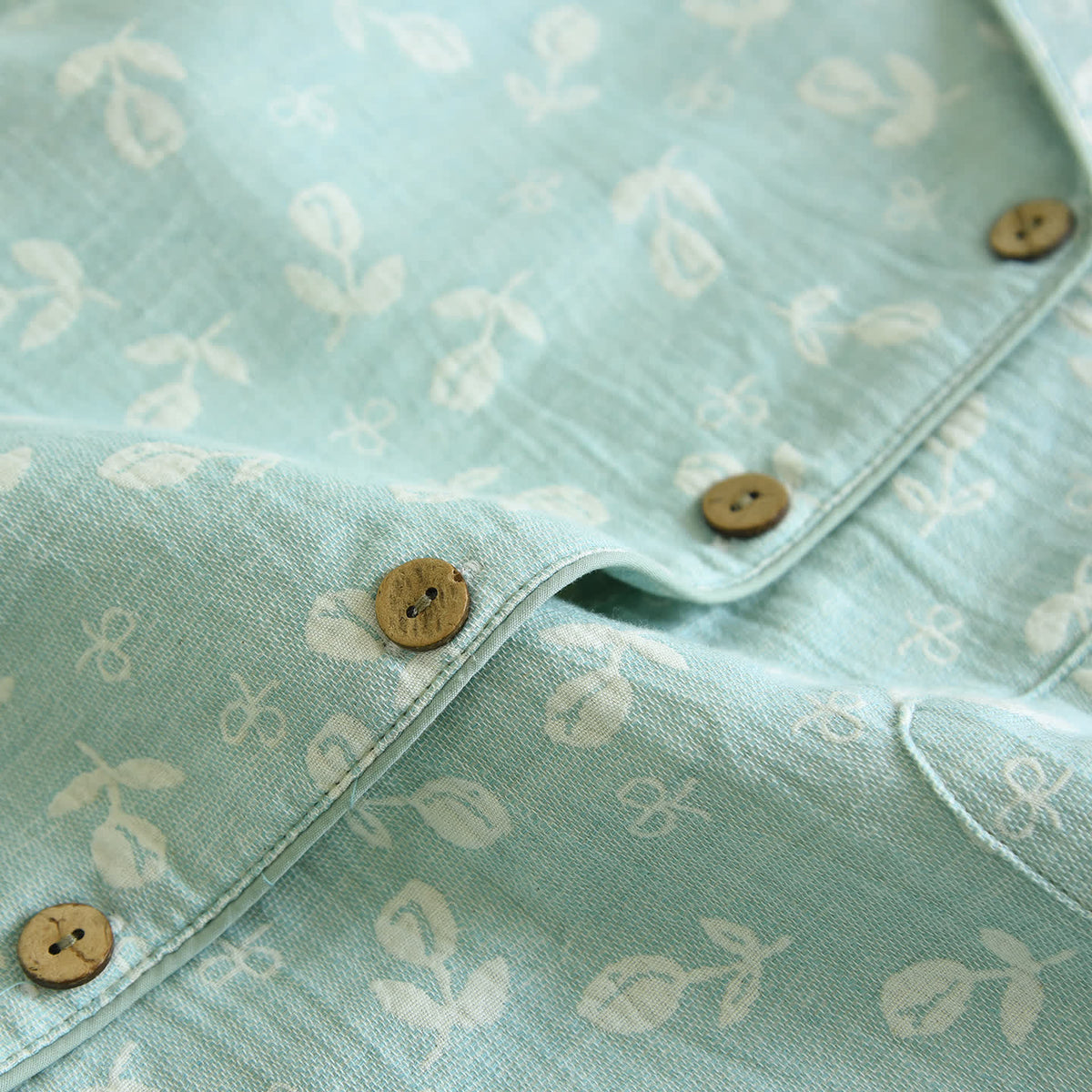 Cotton Gauze Leaf Print Pajama Set