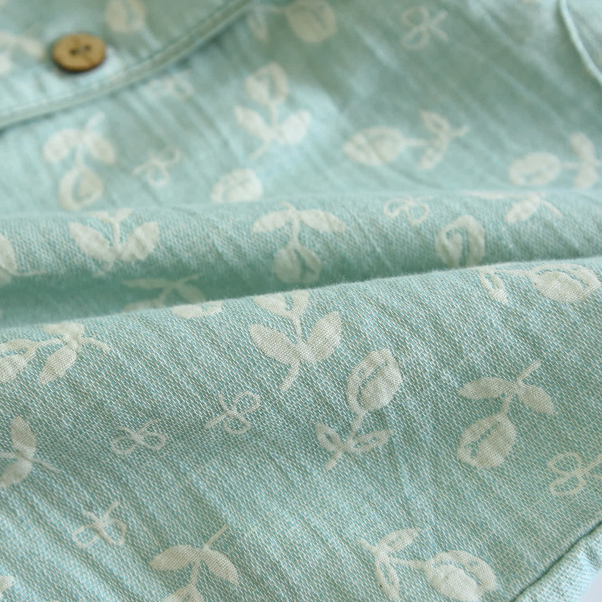 Cotton Gauze Leaf Print Pajama Set