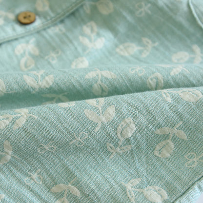 Cotton Gauze Leaf Print Pajama Set