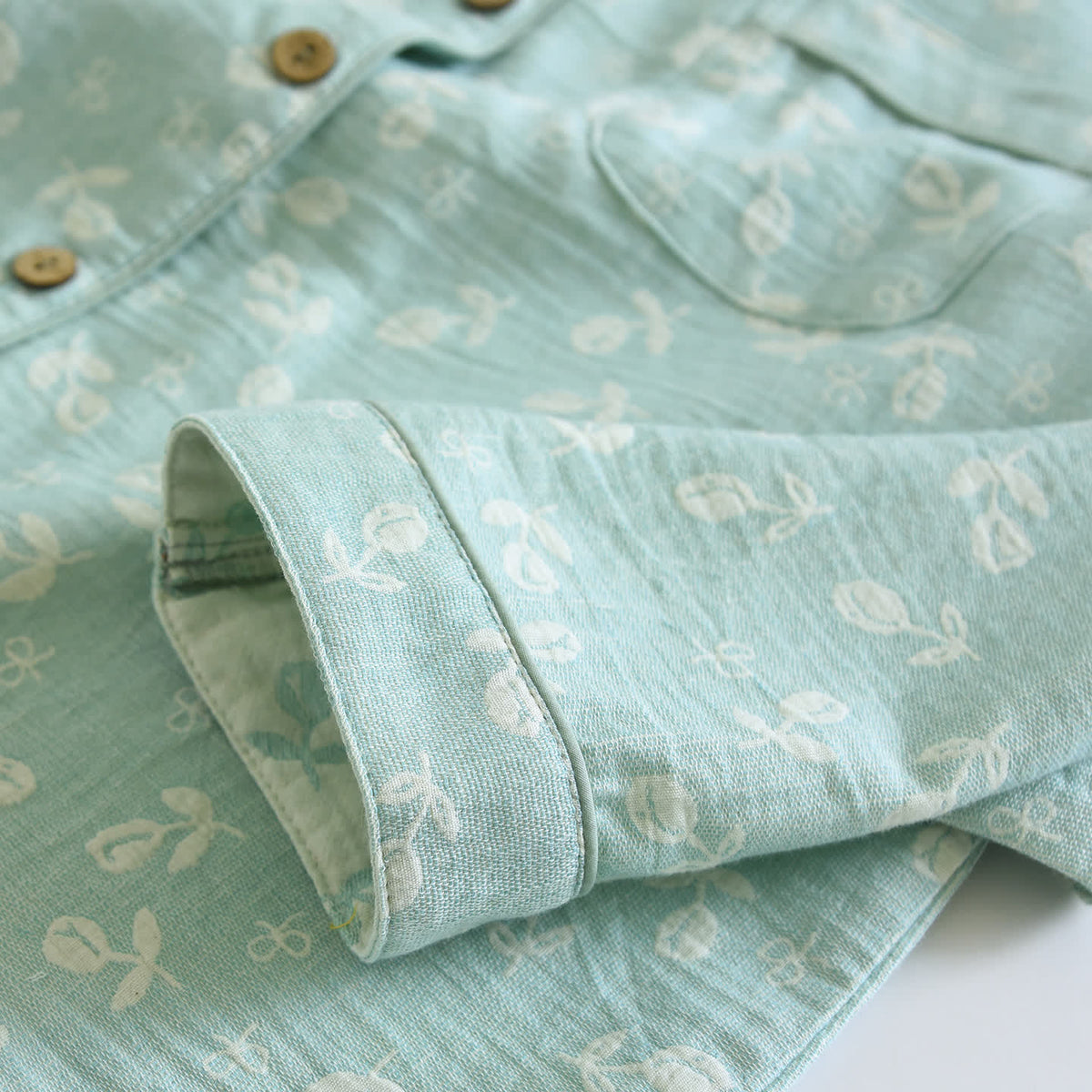Cotton Gauze Leaf Print Pajama Set