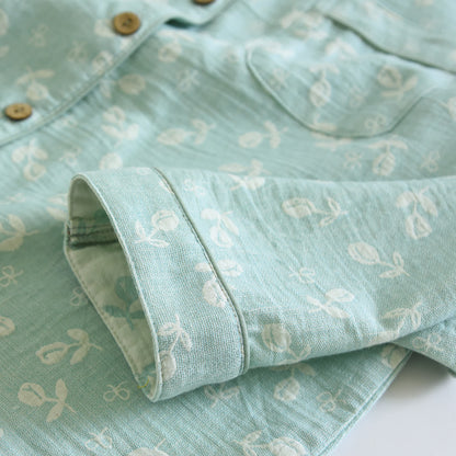 Cotton Gauze Leaf Print Pajama Set