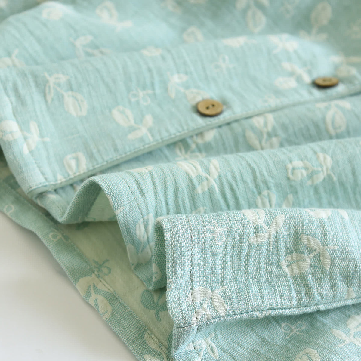 Cotton Gauze Leaf Print Pajama Set