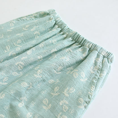 Cotton Gauze Leaf Print Pajama Set