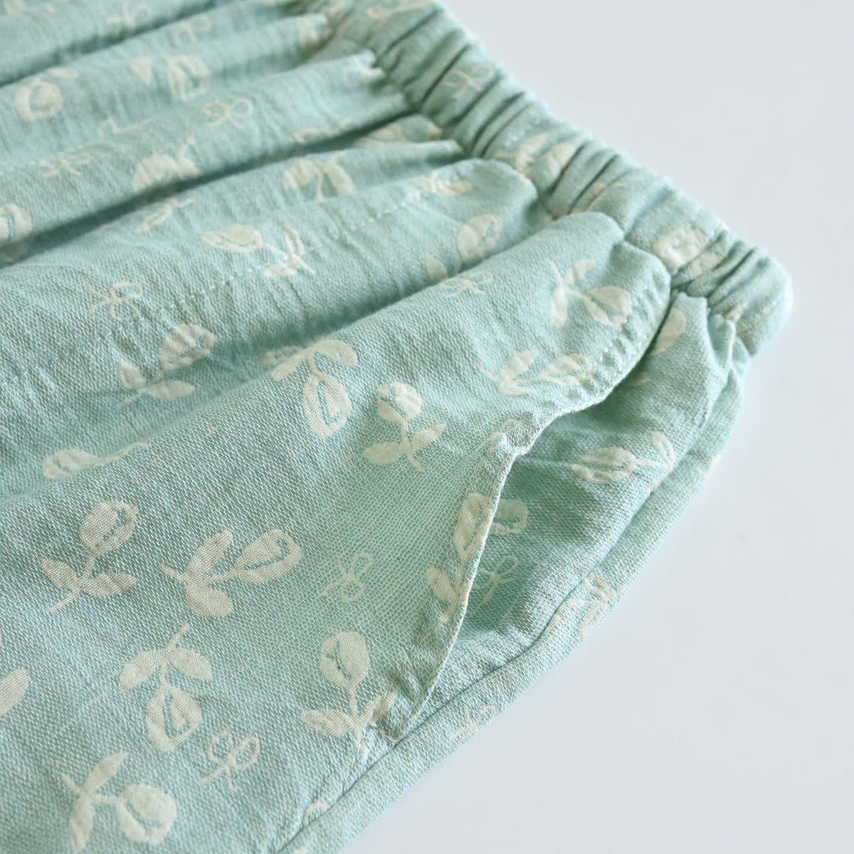 Cotton Gauze Leaf Print Pajama Set