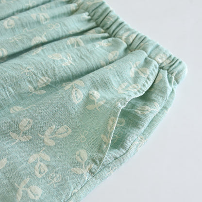 Cotton Gauze Leaf Print Pajama Set