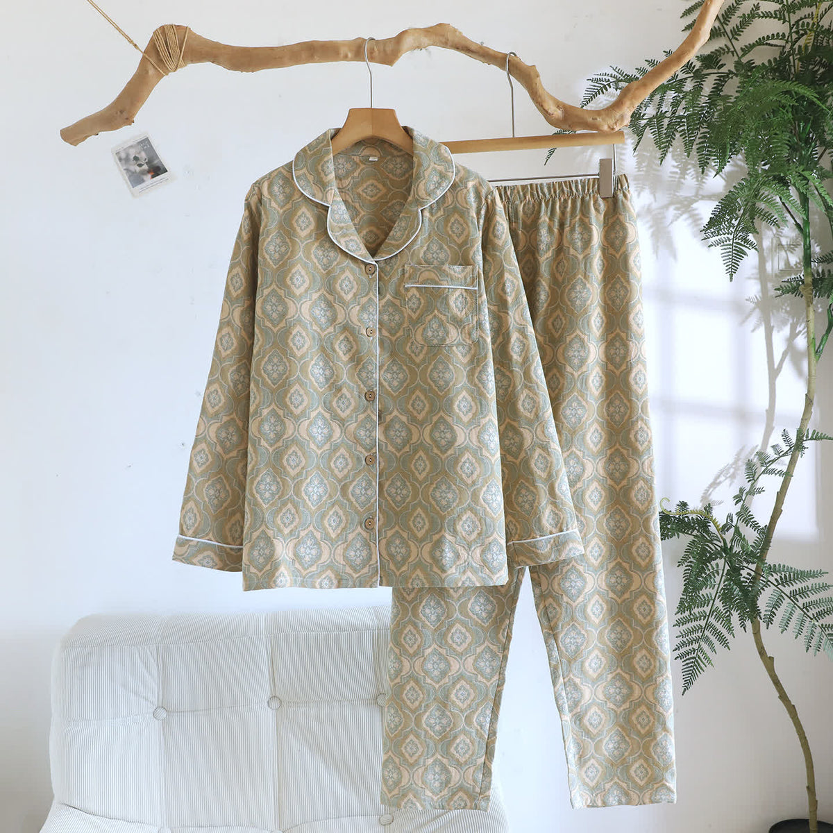 Minimal Cotton Piped Loungewear Set