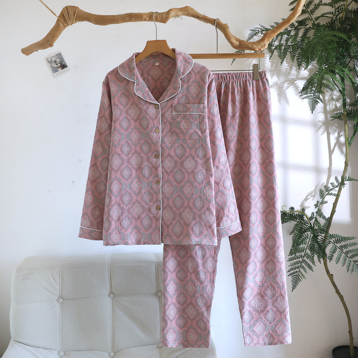 Minimal Cotton Piped Loungewear Set