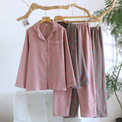Minimal Cotton Gauze Printed Sleepwear Set
