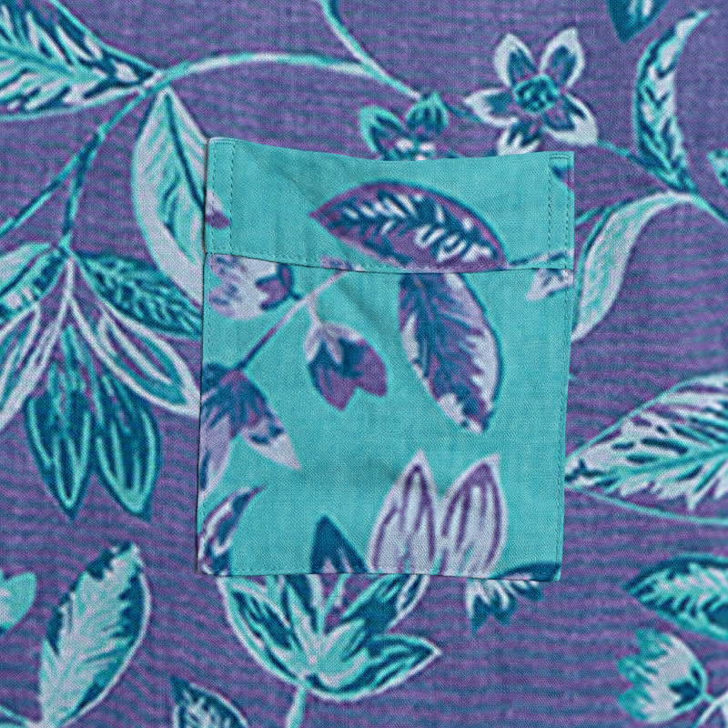 Blue & Purple Leaf Cotton Kimono Robe