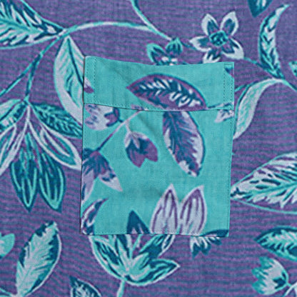 Blue & Purple Leaf Cotton Kimono Robe