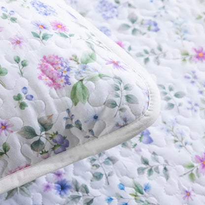 Watercolor Wildflower Cotton Quilt Set 3PCS Autumn bed Bed Blanket bedding Bedding Set Cotton Coverlet Flower Gauze Jacquard King King Size newin260921 Pillowcases Queen Queen Size Quilt Spring Summer Twin Twin Size White Wildflower