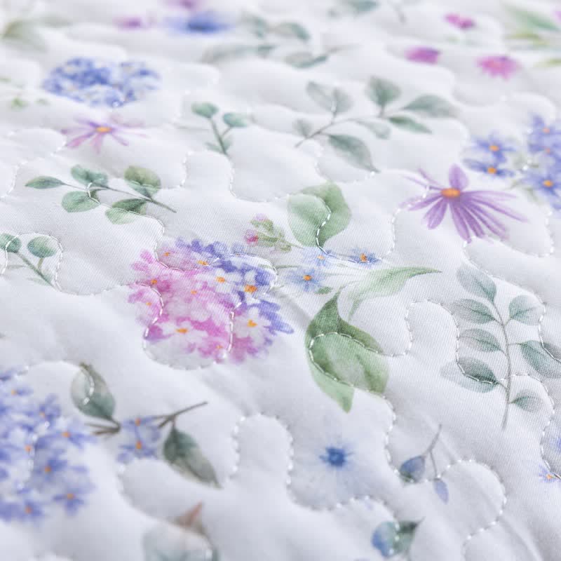Watercolor Wildflower Cotton Quilt Set 3PCS Autumn bed Bed Blanket bedding Bedding Set Cotton Coverlet Flower Gauze Jacquard King King Size newin260921 Pillowcases Queen Queen Size Quilt Spring Summer Twin Twin Size White Wildflower