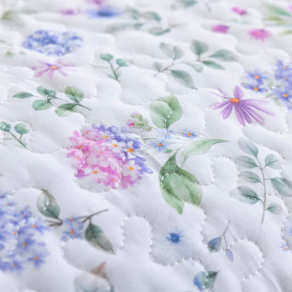 Watercolor Wildflower Cotton Quilt Set 3PCS Autumn bed Bed Blanket bedding Bedding Set Cotton Coverlet Flower Gauze Jacquard King King Size newin260921 Pillowcases Queen Queen Size Quilt Spring Summer Twin Twin Size White Wildflower