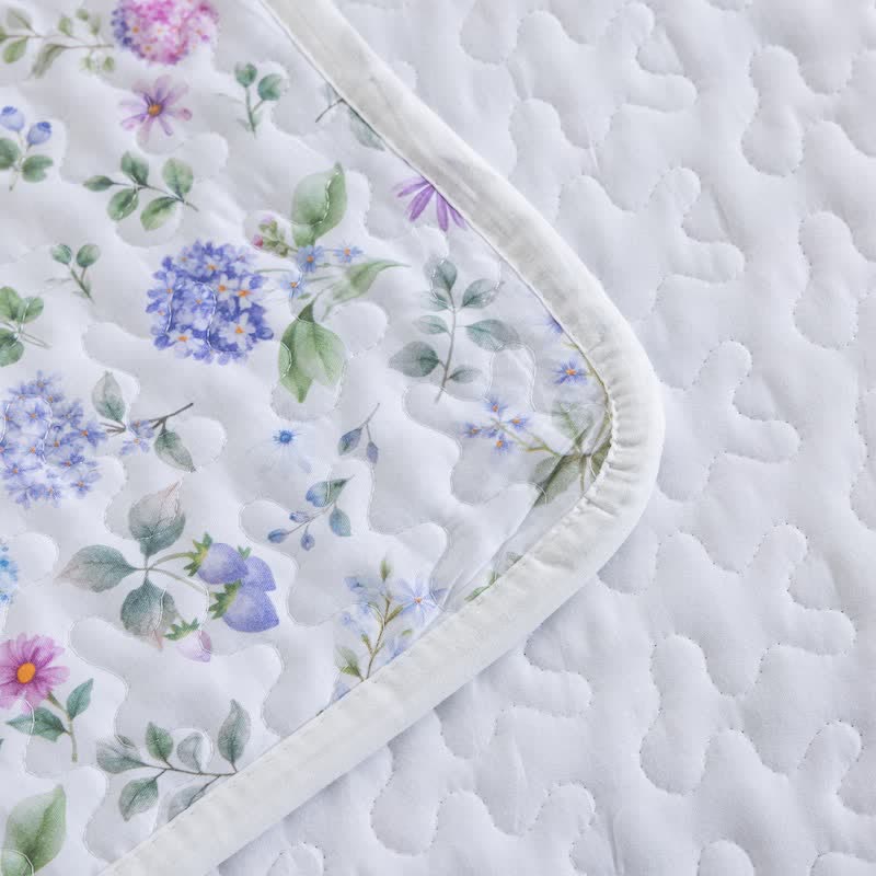 Watercolor Wildflower Cotton Quilt Set 3PCS Autumn bed Bed Blanket bedding Bedding Set Cotton Coverlet Flower Gauze Jacquard King King Size newin260921 Pillowcases Queen Queen Size Quilt Spring Summer Twin Twin Size White Wildflower