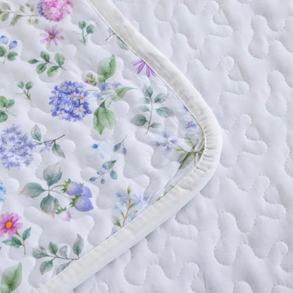 Watercolor Wildflower Cotton Quilt Set 3PCS Autumn bed Bed Blanket bedding Bedding Set Cotton Coverlet Flower Gauze Jacquard King King Size newin260921 Pillowcases Queen Queen Size Quilt Spring Summer Twin Twin Size White Wildflower