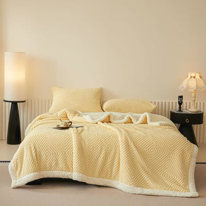 Geometric Diamond Coral Fleece Throw Blanket