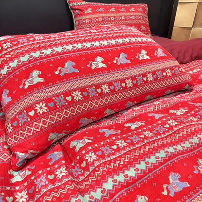Ethnic Horse Cotton Duvet Cover Bedding Set