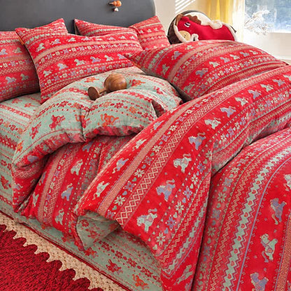 Ethnic Horse Cotton Duvet Cover Bedding Set