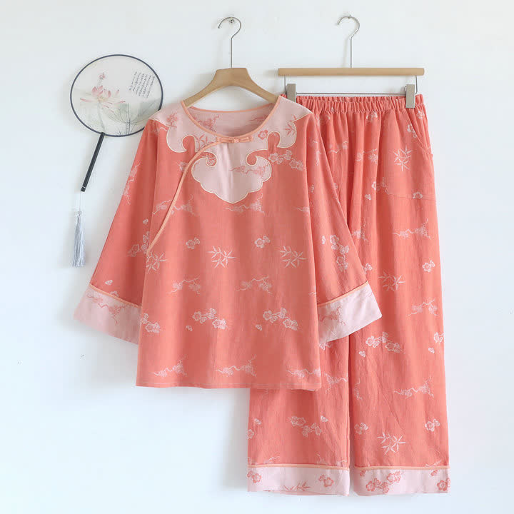 Floral Cotton Petal Collar Lounge Set