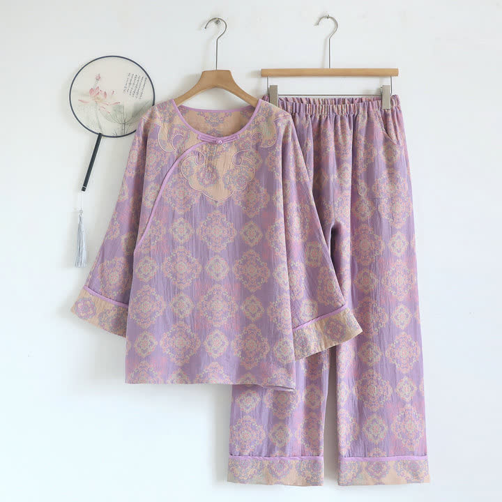Vintage Oriental Cotton Gauze Lounge Set
