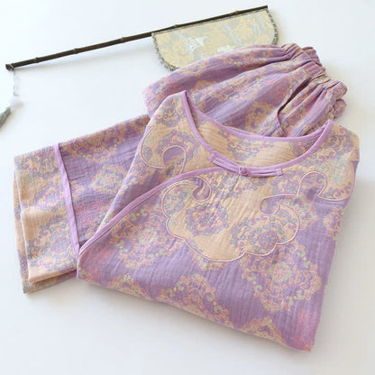 Vintage Oriental Cotton Gauze Lounge Set