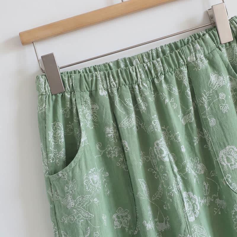 Elegant Cotton Gauze Frog Button Pajama Set