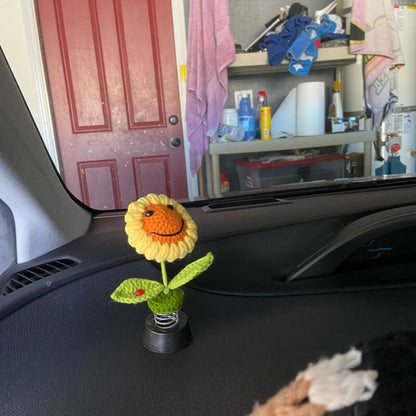 Car Dashboard Crochet Sunflower