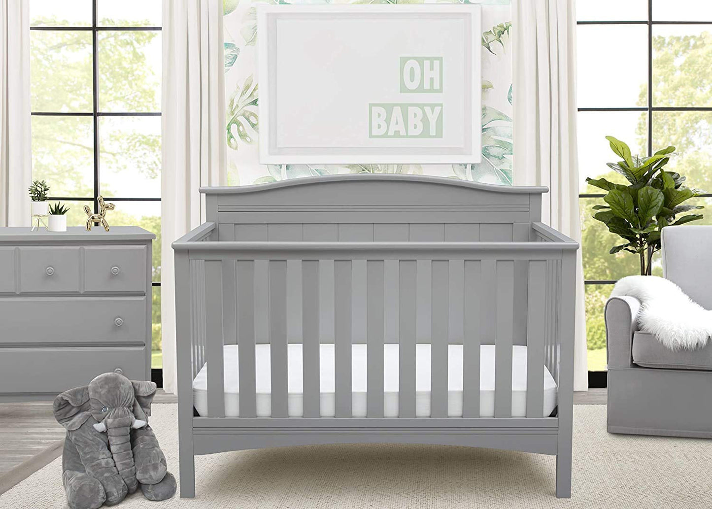 Bennett 4-In-1 Convertible Baby Crib, Greenguard Gold Certified, Grey Baby Products Cribs Furniture Infant & Toddler Beds Nursery