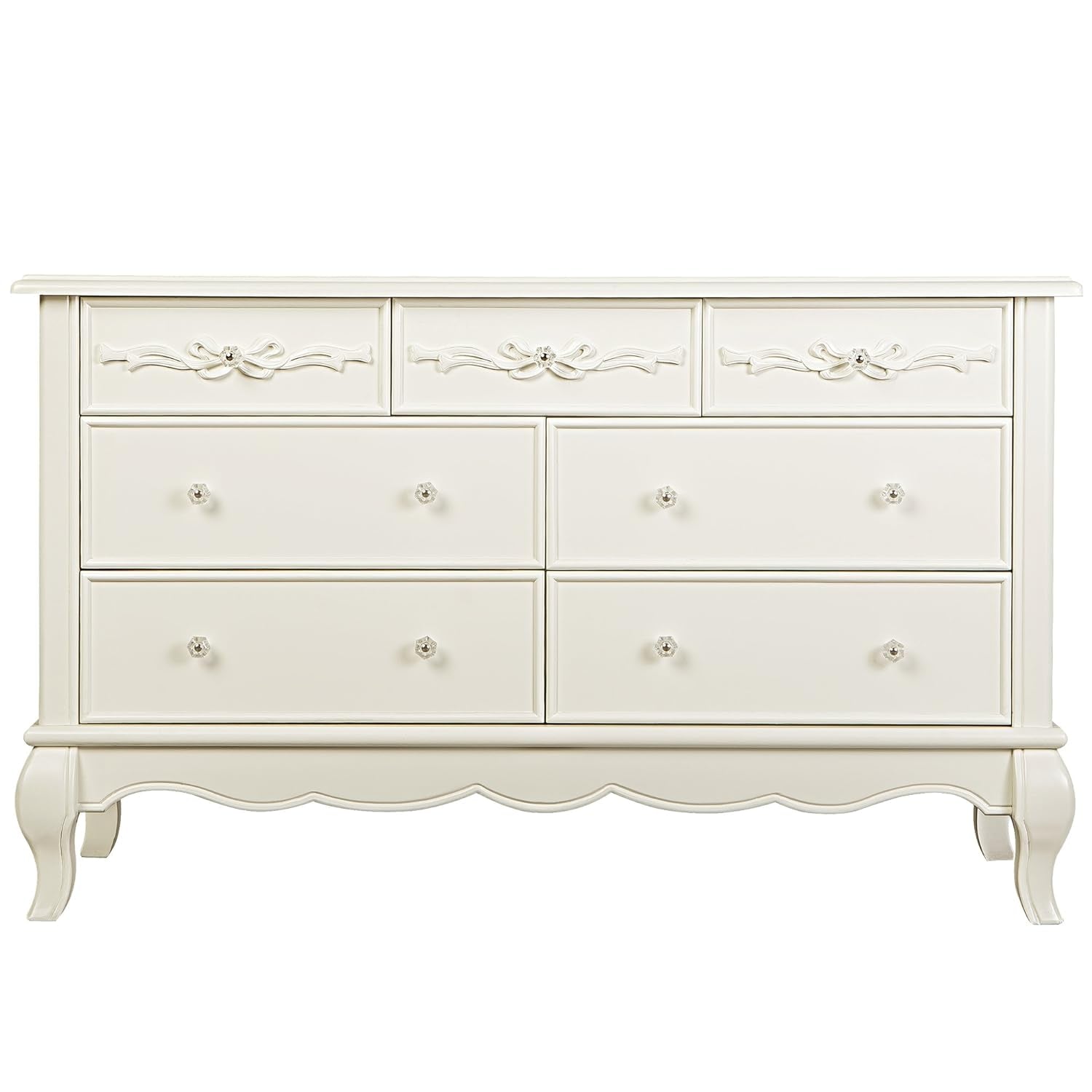 Evolur Aurora 7 Drawer Double Dresser, Akoya Grey Pearl/Silver Mist & Aurora 6 Drawer Tall Chest in Akoya Grey Pearl/Silver Mist Bedroom Furniture Dressers Furniture Home & Kitchen