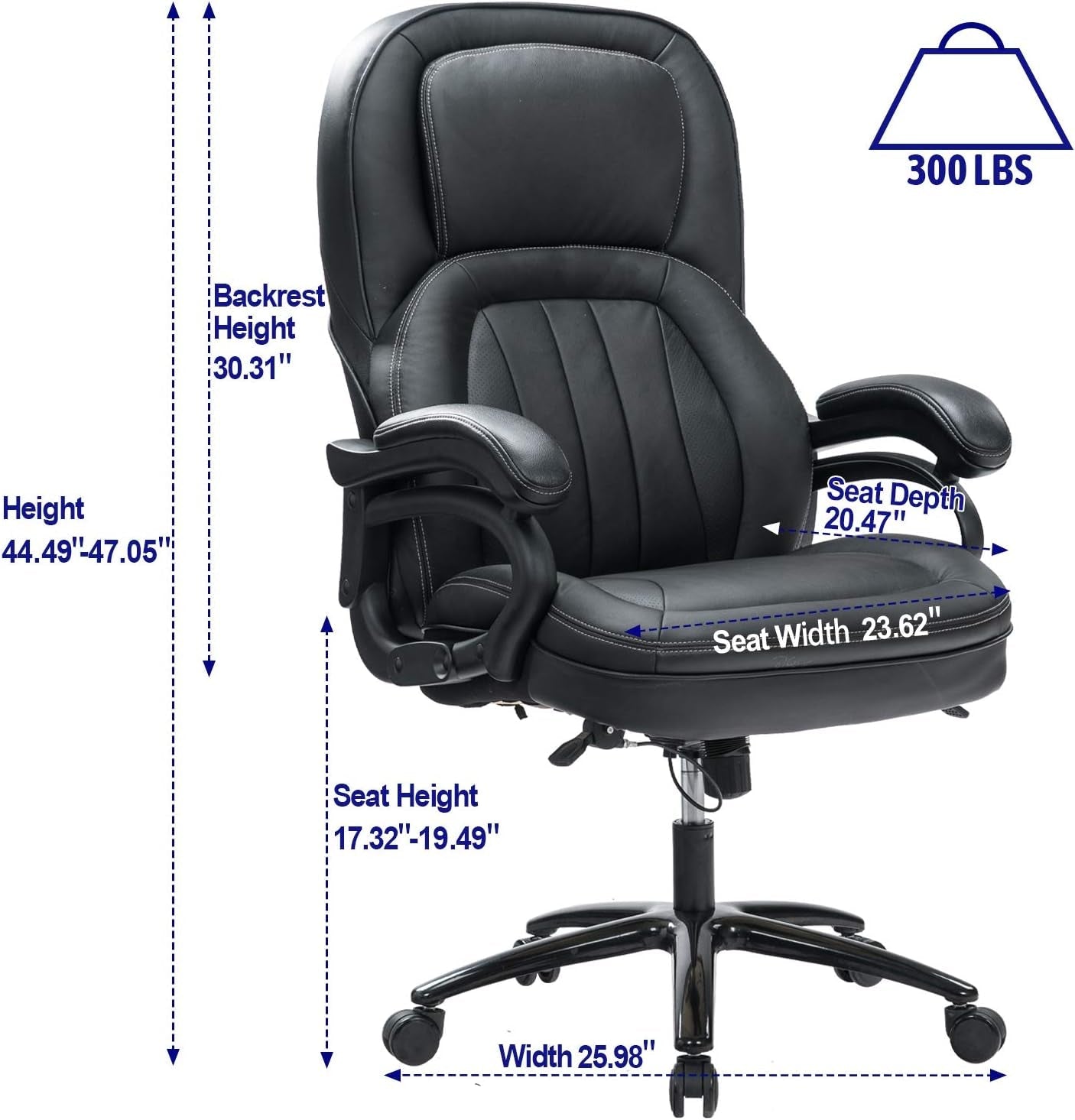 KCREAM Big and Tall Office Chair for Heavy People, Rocking Executive Office Chair Lumbar Support for Desk Chairs with Wheels Lazy Boy Leather Chair Work Chair Sillas Comfortable Chair (9118) Chairs & Sofas Managerial & Executive Chairs Office Furniture & Lighting Office Products