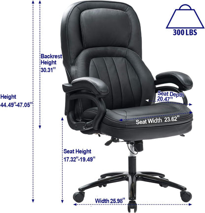 KCREAM Big and Tall Office Chair for Heavy People, Rocking Executive Office Chair Lumbar Support for Desk Chairs with Wheels Lazy Boy Leather Chair Work Chair Sillas Comfortable Chair (9118) Chairs & Sofas Managerial & Executive Chairs Office Furniture & Lighting Office Products