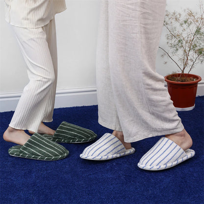 Soft Terry Pinstripe Cotton House Slippers
