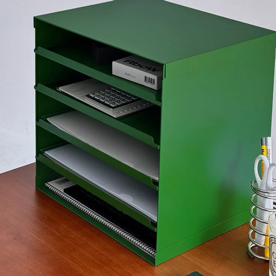 Sleek Solid Color Metal Desktop Organizer