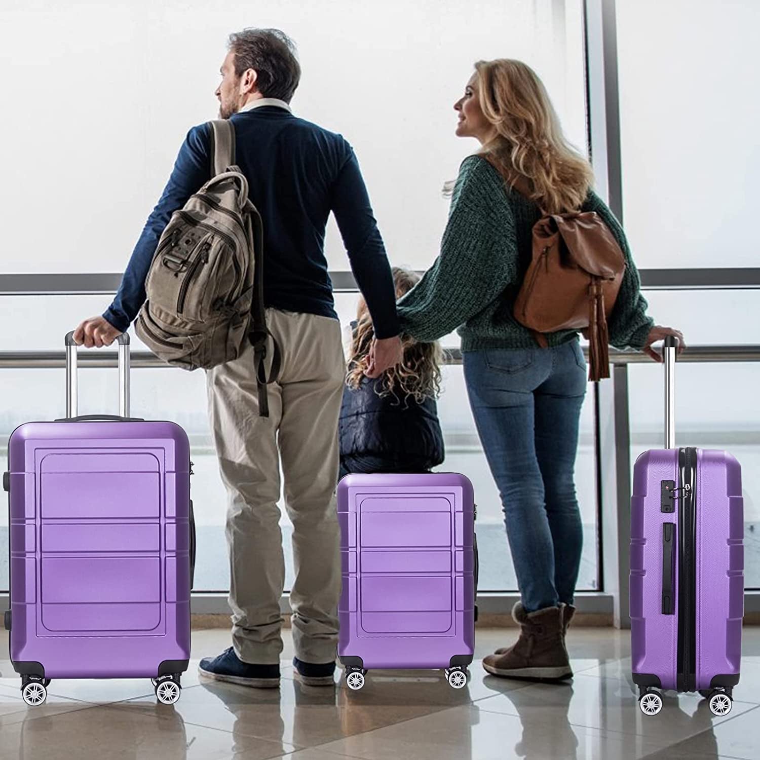 NIUTA 3 Piece Luggage Sets TSA Lock and 20"/24"/28"- Purple Clothing Luggage Luggage & Bags Luggage & Travel Gear Luggage Sets Shoes & Jewelry Suitcases