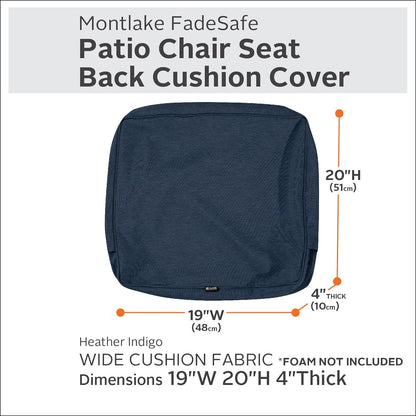 Classic Accessories Water-Resistant 54 X 18 X 3" Patio Bench/Settee Cushion Cover, Heather Indigo Cushion Covers Lawn & Garden Patio Patio Furniture & Accessories